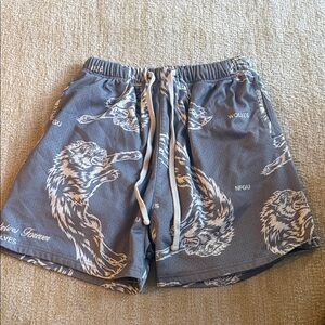 Darc Sport Gray Men’s Athletic Shorts with Wolf Print